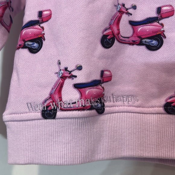 Terez Light Pink Italian summer Vespa Pattern Sweatshirt size 6 new w tags - Picture 2 of 7